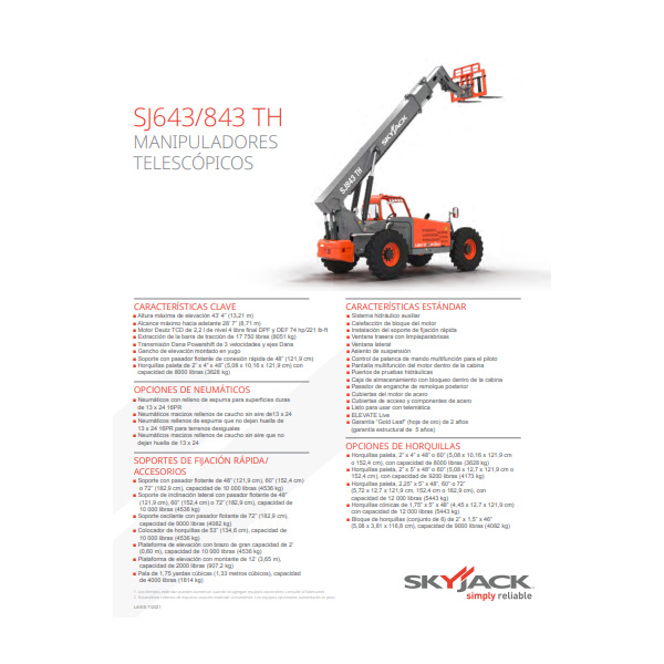 SJ643/843 TH Skyjack