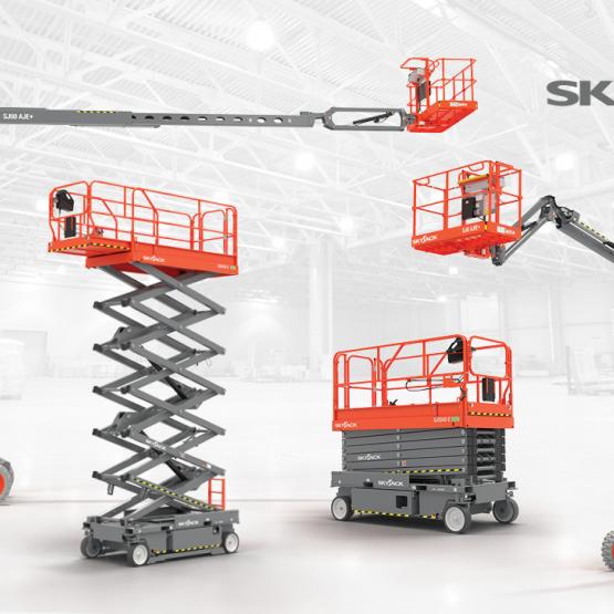 Graphic showcasing Skyjack scissors and articulating booms.