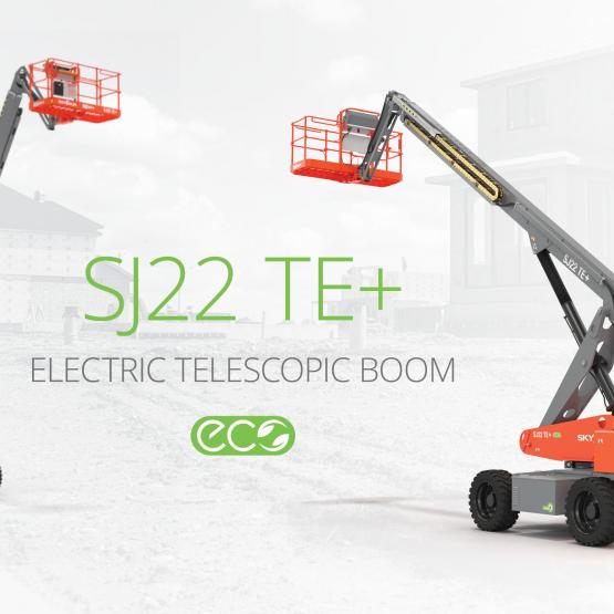 Graphic highlighting the new SJ22 TE+ telescopic boom.